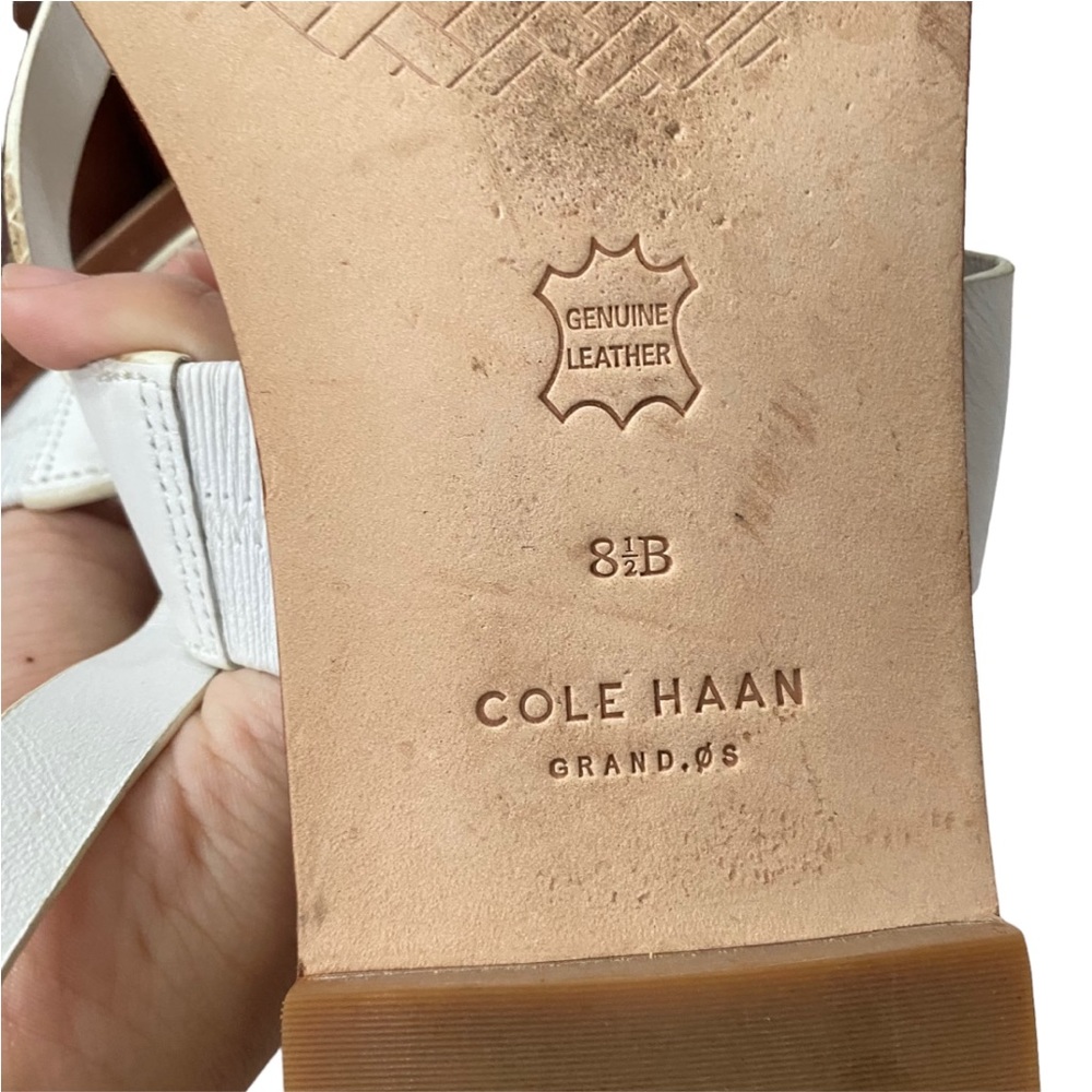 Cole Haan Grand 360 White Leather Sandal shoe flat sole 8.5 B - Picture 5 of 6